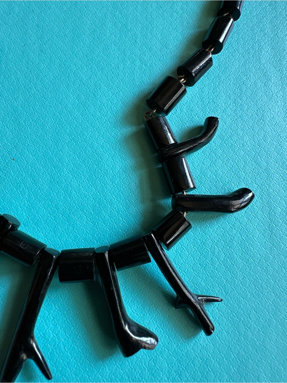 Vintage Genuine Black Coral 14k Gold Necklace - Picture 5 of 14